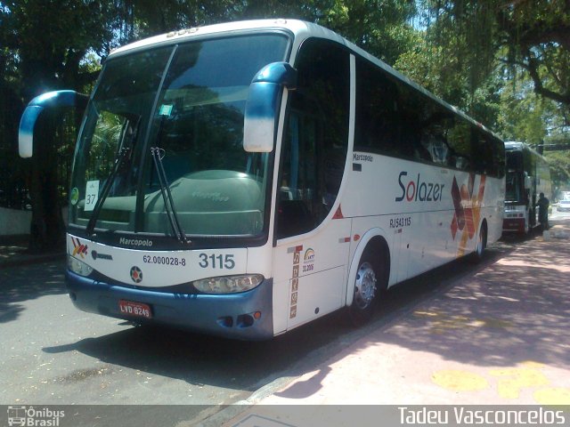 Solazer Transportes e Turismo 3115 na cidade de Rio de Janeiro, Rio de Janeiro, Brasil, por Tadeu Vasconcelos. ID da foto: 988477.