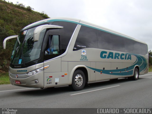 Viação Garcia 7316 na cidade de Araçariguama, São Paulo, Brasil, por EDUARDO - SOROCABUS. ID da foto: 952084.