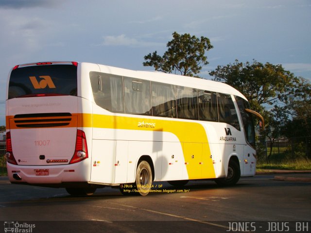 Viação Araguarina 11007 na cidade de Brasília, Distrito Federal, Brasil, por Jones Bh. ID da foto: 961433.