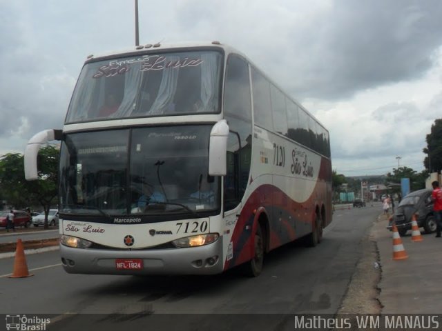 Expresso São Luiz 7120 na cidade de Goiânia, Goiás, Brasil, por Vicente Pinto Moreira. Número da foto: #1006131.
