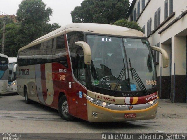 Transportes Única Petrópolis RJ 163.063 na cidade de Rio de Janeiro, Rio de Janeiro, Brasil, por André Vitor  Silva dos Santos. Número da foto: #1032709.