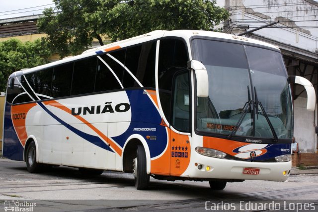 Expresso União 10070 na cidade de Rio de Janeiro, Rio de Janeiro, Brasil, por Carlos Eduardo Lopes. Número da foto: #1035476.