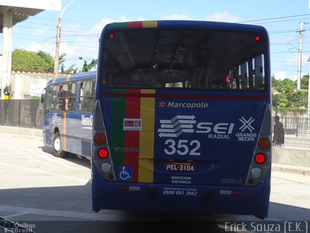 Expresso Vera Cruz 352 na cidade de Recife, Pernambuco, Brasil, por Erick Augusto de Souza. Número da foto: #1036671.