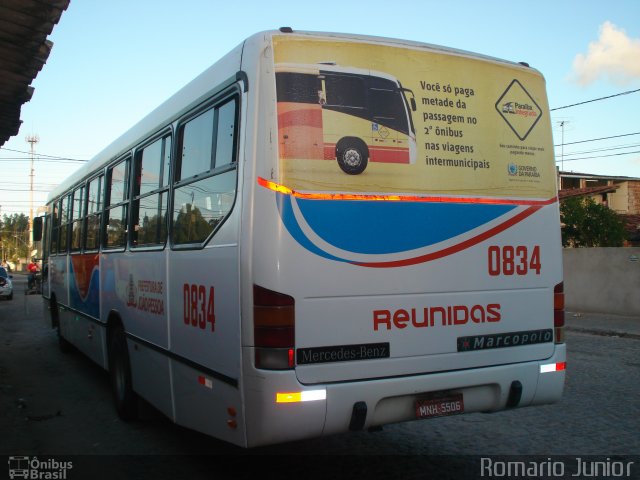 Consórcio Unitrans - 08 > Reunidas Transportes 0834 na cidade de João Pessoa, Paraíba, Brasil, por Romario Junior. Número da foto: #1036896.