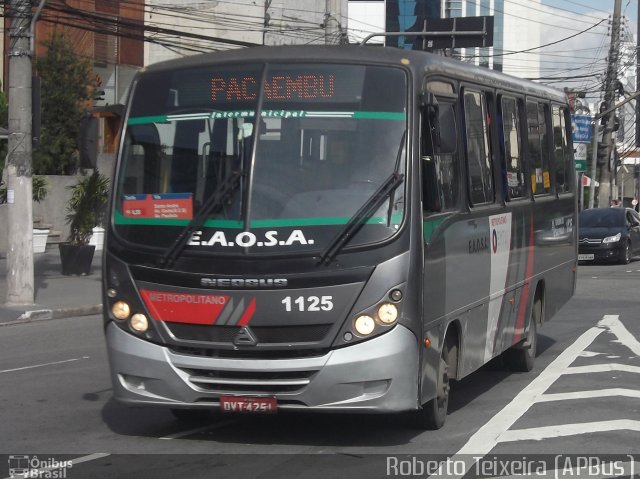 EAOSA - Empresa Auto Ônibus Santo André 1125 na cidade de São Paulo, São Paulo, Brasil, por Roberto Teixeira. ID da foto: 1055324.