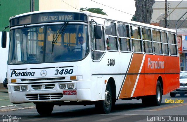 Viação Paraúna 3480 na cidade de Caldas Novas, Goiás, Brasil, por Carlos Júnior. ID da foto: 1057185.