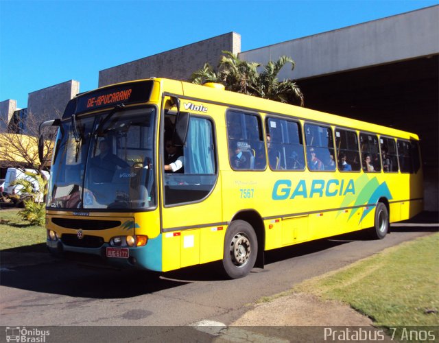 Viação Garcia 7567 na cidade de Apucarana, Paraná, Brasil, por Cristiano Soares da Silva. ID da foto: 1061694.