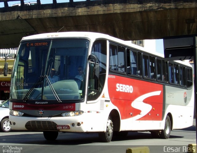 Viação Serro 1670 na cidade de Belo Horizonte, Minas Gerais, Brasil, por César Ônibus. ID da foto: 1013196.