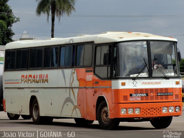 Viação Paraúna 660 na cidade de Goiânia, Goiás, Brasil, por João Victor. ID da foto: 1017836.