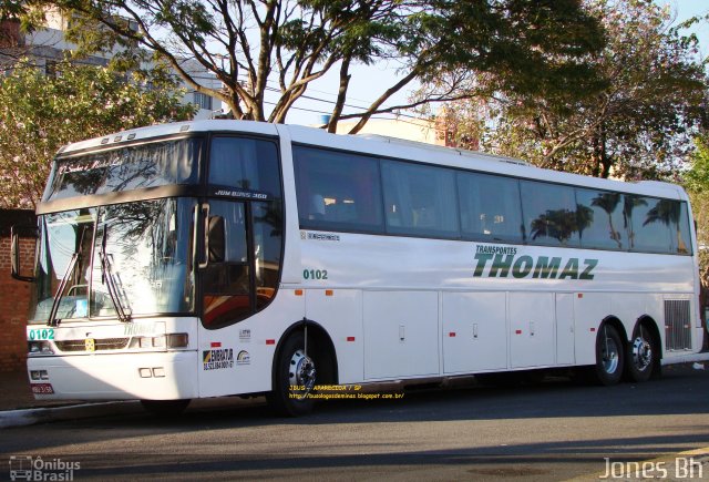 Transportes Thomaz 0102 na cidade de Aparecida, São Paulo, Brasil, por Jones Bh. Número da foto: #1016475.