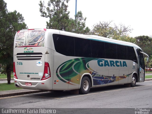 Viação Garcia 7416  na cidade de Curitiba, Paraná, Brasil, por Guilherme Faria Ribeiro. Número da foto: #1084377.