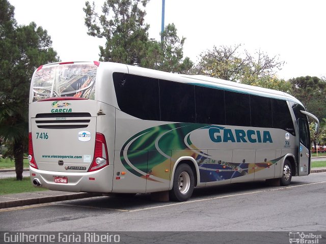 Viação Garcia 7416  na cidade de Curitiba, Paraná, Brasil, por Guilherme Faria Ribeiro. ID da foto: 1084377.