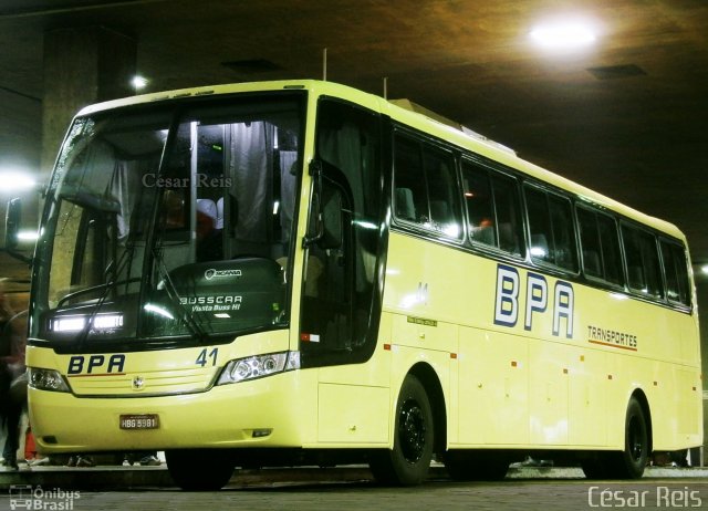 BPA Transportes 41 na cidade de Belo Horizonte, Minas Gerais, Brasil, por César Ônibus. Número da foto: #1086372.