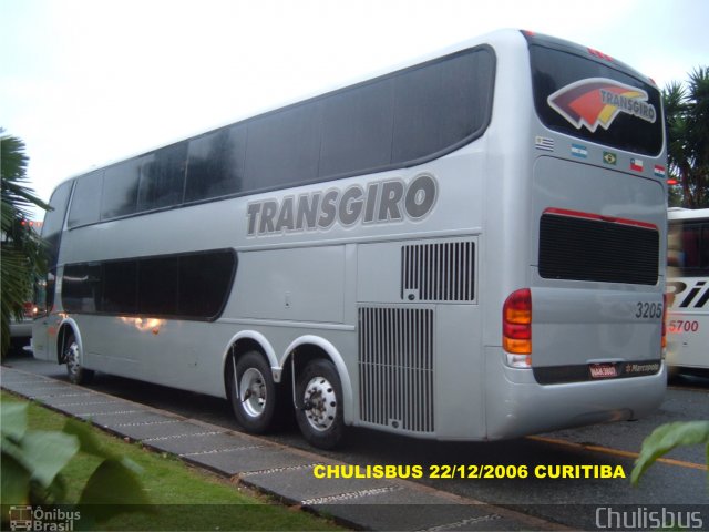Transgiro Turismo 3205 na cidade de Curitiba, Paraná, Brasil, por Paulo Roberto Chulis. Número da foto: #1099731.