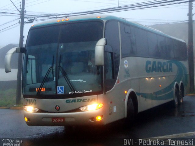 Viação Garcia 7160 na cidade de Apucarana, Paraná, Brasil, por Pedroka Ternoski. ID da foto: 1107640.