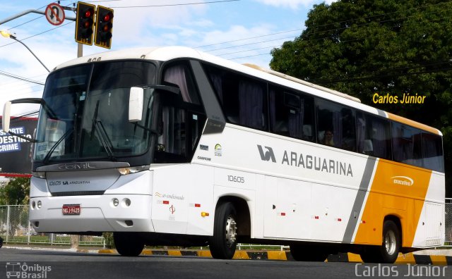 Viação Araguarina 10605 na cidade de Goiânia, Goiás, Brasil, por Carlos Júnior. ID da foto: 1079075.