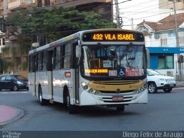 Transportes Vila Isabel A27546 na cidade de Rio de Janeiro, Rio de Janeiro, Brasil, por Diego Félix de Araujo. Número da foto: #1143837.