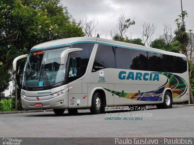 Viação Garcia 7216 na cidade de Curitiba, Paraná, Brasil, por Paulo Gustavo. ID da foto: 1184177.