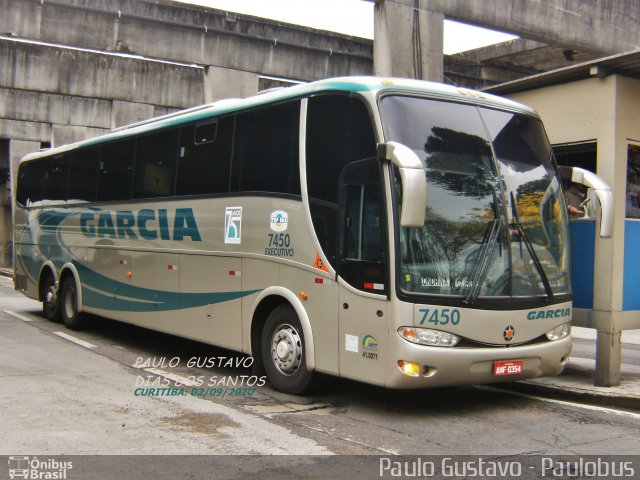 Viação Garcia 7450 na cidade de Curitiba, Paraná, Brasil, por Paulo Gustavo. ID da foto: 1189478.