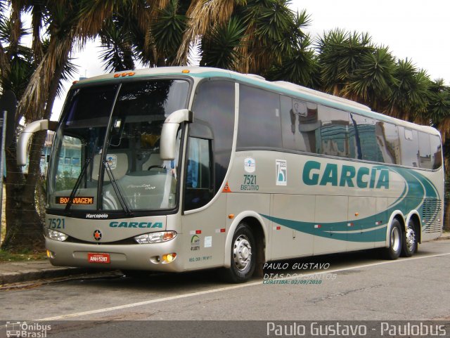 Viação Garcia 7521 na cidade de Curitiba, Paraná, Brasil, por Paulo Gustavo. ID da foto: 1189557.