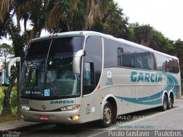 Viação Garcia 7510 na cidade de Curitiba, Paraná, Brasil, por Paulo Gustavo. ID da foto: 1189544.