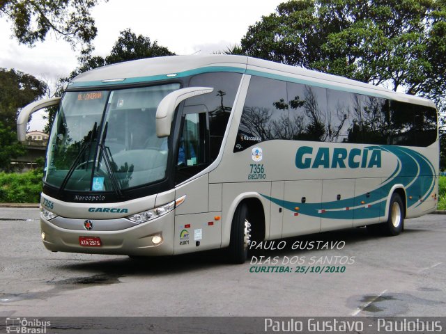 Viação Garcia 7356 na cidade de Curitiba, Paraná, Brasil, por Paulo Gustavo. Número da foto: #1131269.