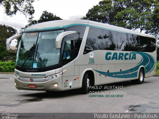 Viação Garcia 7356 na cidade de Curitiba, Paraná, Brasil, por Paulo Gustavo. ID da foto: 1131269.