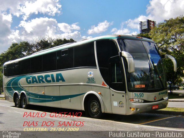 Viação Garcia 7650 na cidade de Curitiba, Paraná, Brasil, por Paulo Gustavo. ID da foto: 1191568.