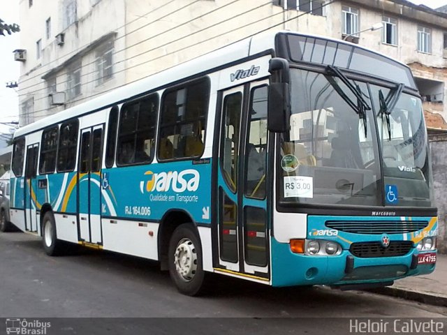 TRANSA - Transa Transporte Coletivo RJ 164.006 na cidade de Três Rios, Rio de Janeiro, Brasil, por Heloir Calvete. Número da foto: #1221623.