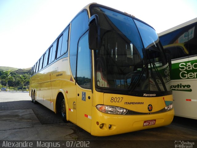 Viação Itapemirim 8027 na cidade de Paraíba do Sul, Rio de Janeiro, Brasil, por Alexandre  Magnus. Número da foto: #1227016.