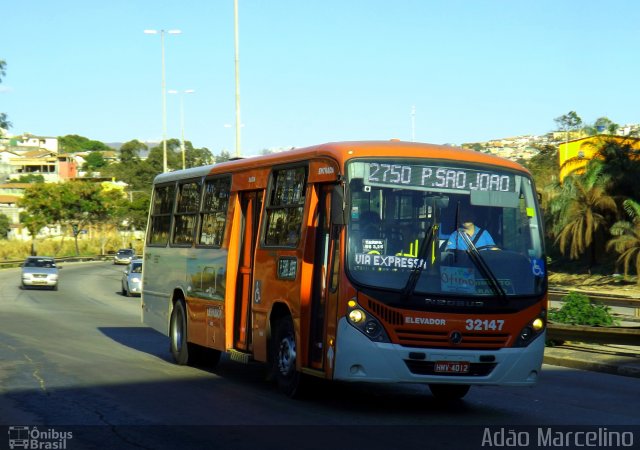 Transvia Transporte Coletivo 32147 na cidade de Belo Horizonte, Minas Gerais, Brasil, por Adão Raimundo Marcelino. Número da foto: #1252099.