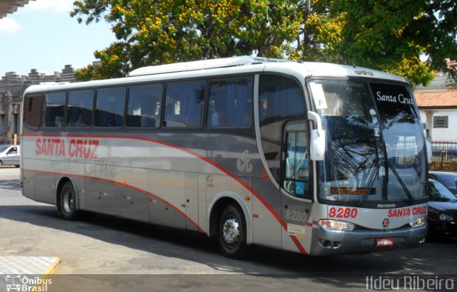 Viação Santa Cruz 8280 na cidade de Três Corações, Minas Gerais, Brasil, por Ildeu Ribeiro. ID da foto: 1274836.