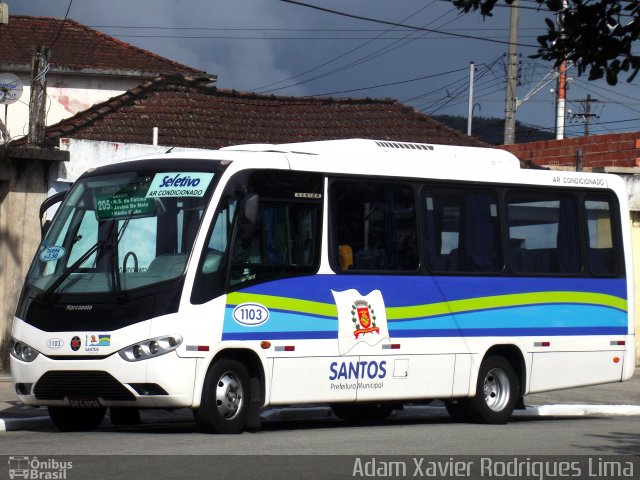 Guaiúba Transportes 1103 na cidade de Santos, São Paulo, Brasil, por Adam Xavier Rodrigues Lima. Número da foto: #1283032.