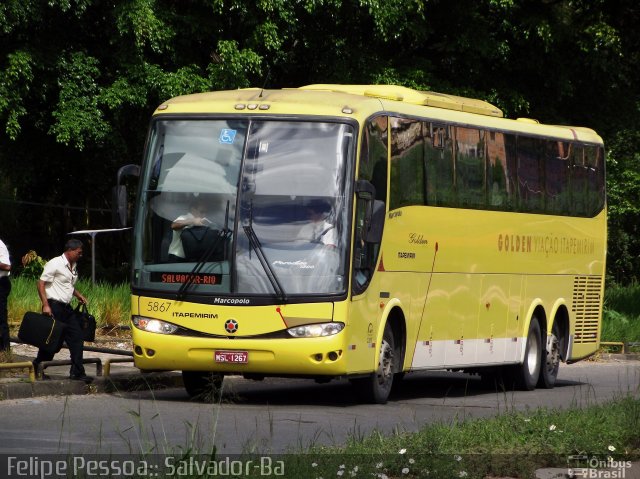 Viação Itapemirim 5867 na cidade de Salvador, Bahia, Brasil, por Felipe Pessoa de Albuquerque. ID da foto: 1286317.