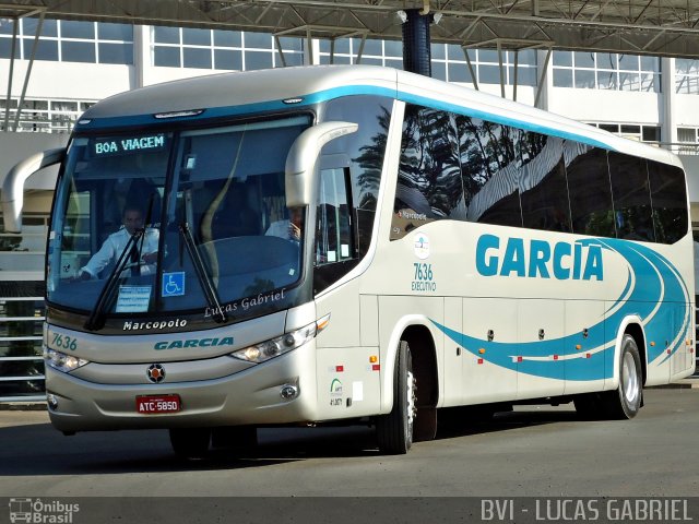Viação Garcia 7636 na cidade de Telêmaco Borba, Paraná, Brasil, por Lucas Gabriel. Número da foto: #1301692.