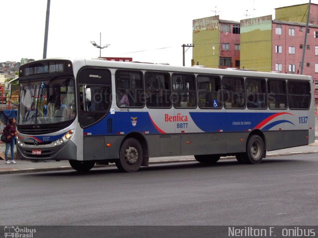 BBTT - Benfica Barueri Transporte e Turismo 1137 na cidade de Itapevi, São Paulo, Brasil, por Nerilton F.  ônibus. ID da foto: 1310917.