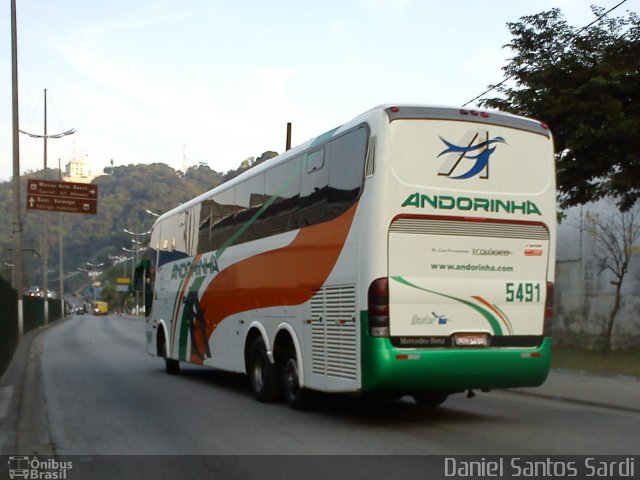 Empresa de Transportes Andorinha 5491 na cidade de Santos, São Paulo, Brasil, por Daniel Santos Sardi. Número da foto: #1257713.