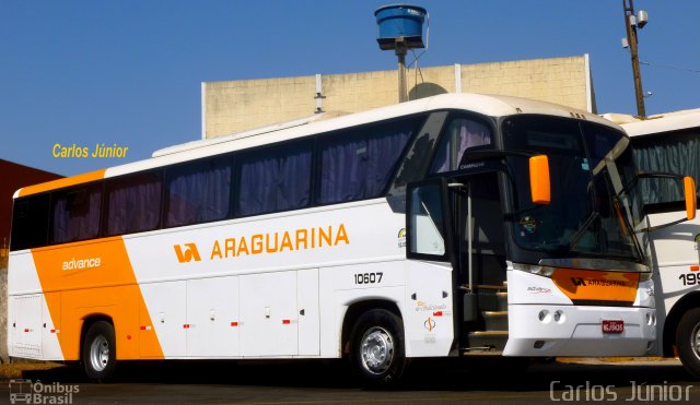 Viação Araguarina 10607 na cidade de Goiânia, Goiás, Brasil, por Carlos Júnior. ID da foto: 1262283.