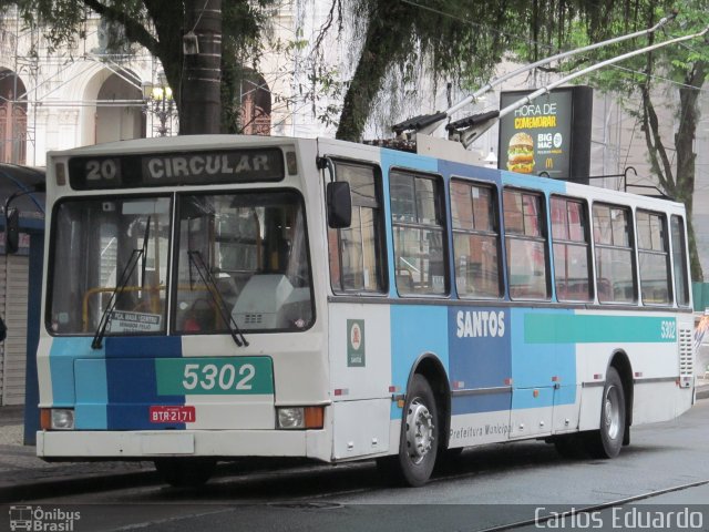 Viação Piracicabana Santos 5302 na cidade de Santos, São Paulo, Brasil, por Carlos Eduardo. ID da foto: 1261021.