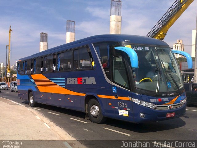 Breda Transportes e Serviços 1834 na cidade de São Paulo, São Paulo, Brasil, por Jonathan  Aguiar Correa. ID da foto: 1264208.